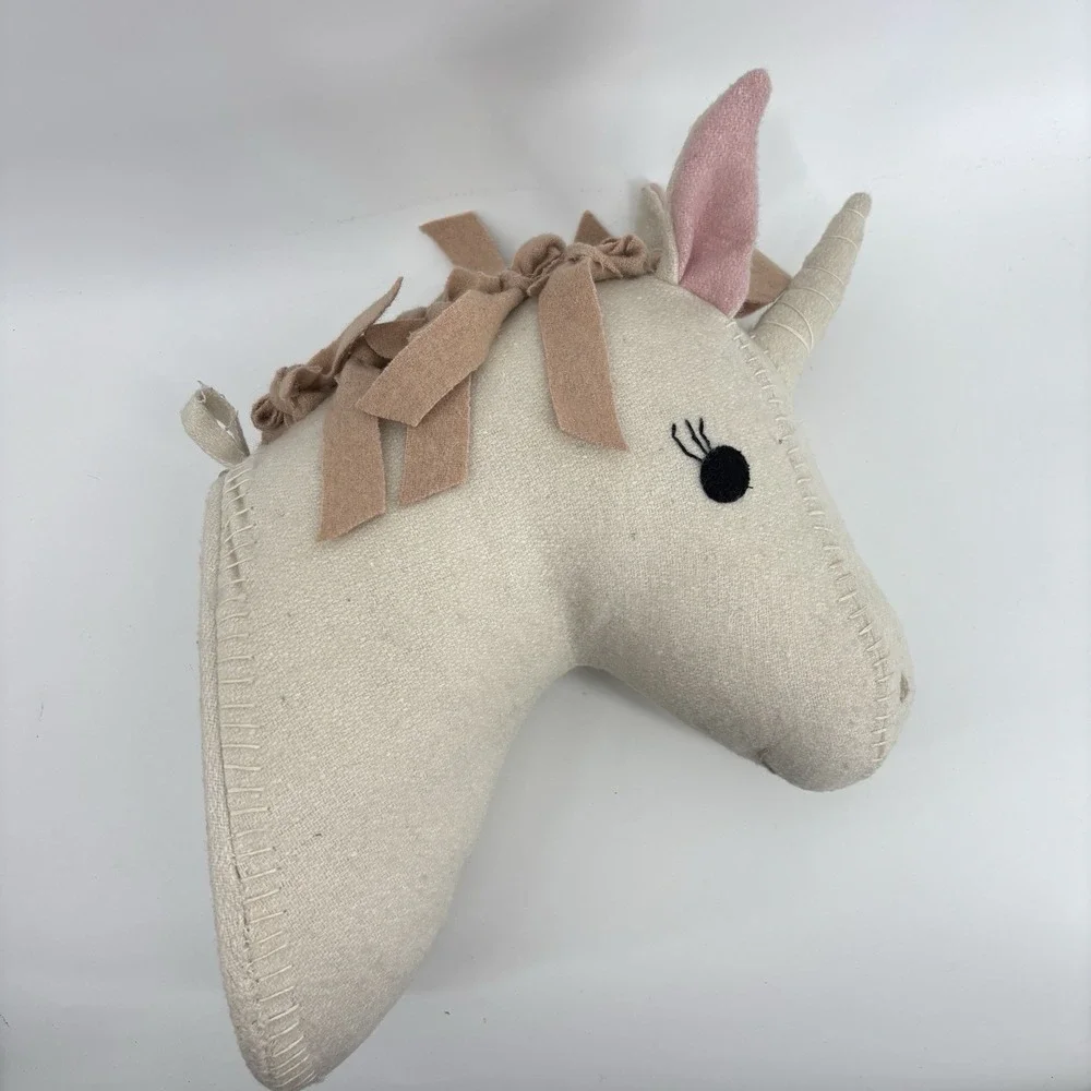 Unicorn Plush Head Wall Mount Faux‎ Taxidermy Plush Nursery Pillowfort Decor